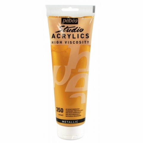 Culori acrilice Studio High Viscosity, Pebeo, 250ml, Metallic Rich Gold 350