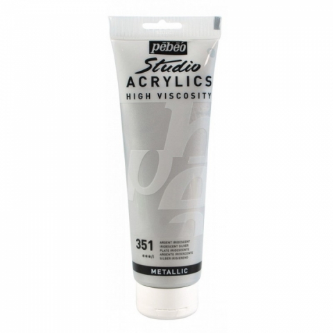 Culori acrilice Studio High Viscosity, Pebeo, 250ml, Metallic Silver 351