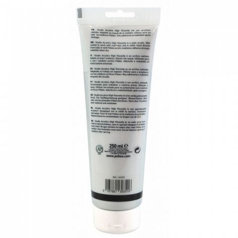 Culori acrilice Studio High Viscosity, Pebeo, 250ml, Metallic Silver 351