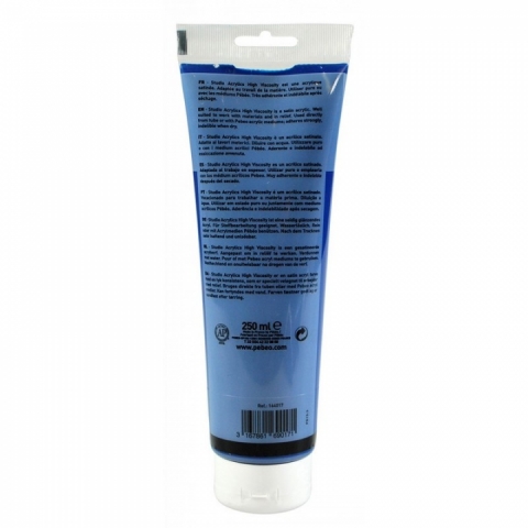 Culori acrilice Studio High Viscosity, Pebeo, 250ml, Phthalocyanine Blue 17