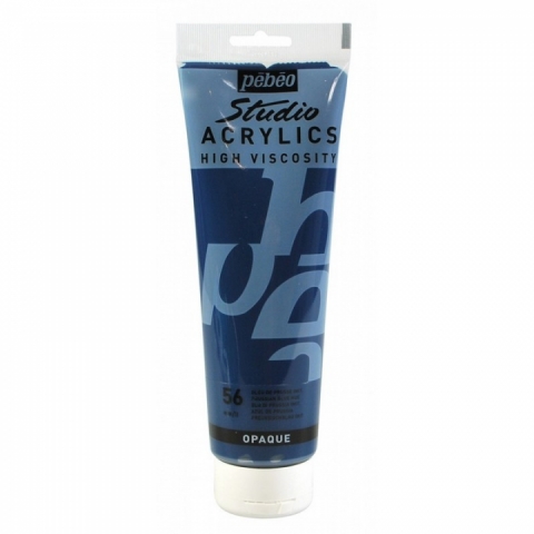 Culori acrilice Studio High Viscosity, Pebeo, 250ml, Prussian Blue 56