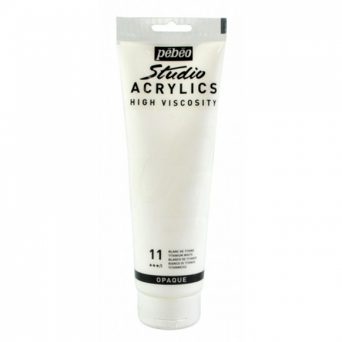 Culori acrilice Studio High Viscosity, Pebeo, 250ml, Titanium White 11
