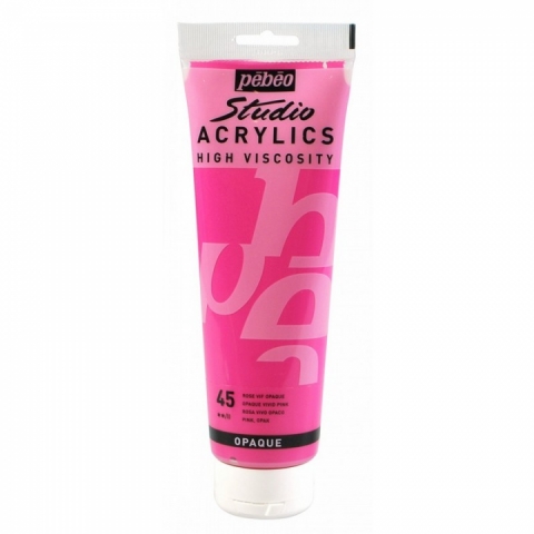 Culori acrilice Studio High Viscosity, Pebeo, 250ml, Vivid Pink 45