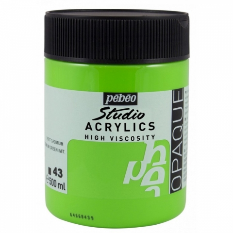 Culori acrilice Studio High Viscosity, Pebeo, 500ml, Cadmium green 43