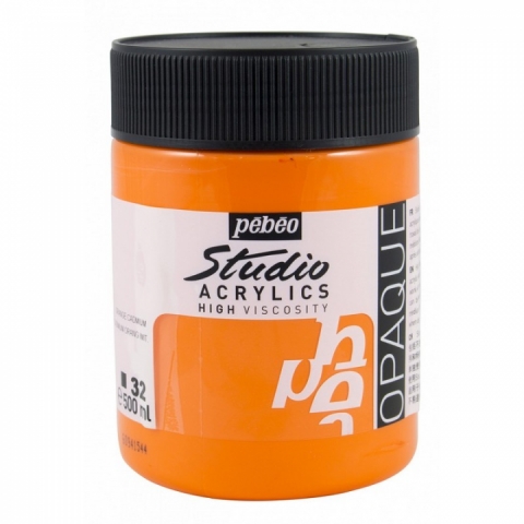 Culori acrilice Studio High Viscosity, Pebeo, 500ml, Cadmium orange 32