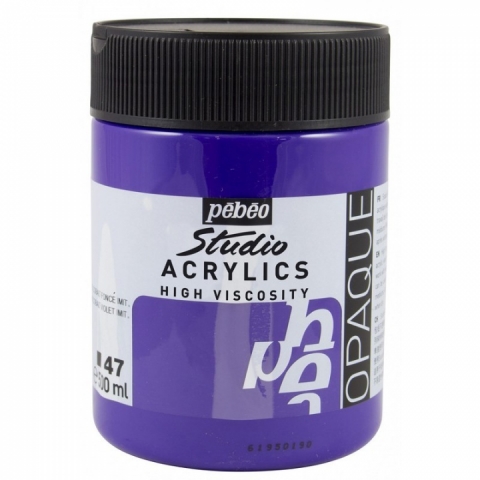 Culori acrilice Studio High Viscosity, Pebeo, 500ml, Dark cobalt violet hue 47