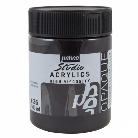 Culori acrilice Studio High Viscosity, Pebeo, 500ml, Mars black 26