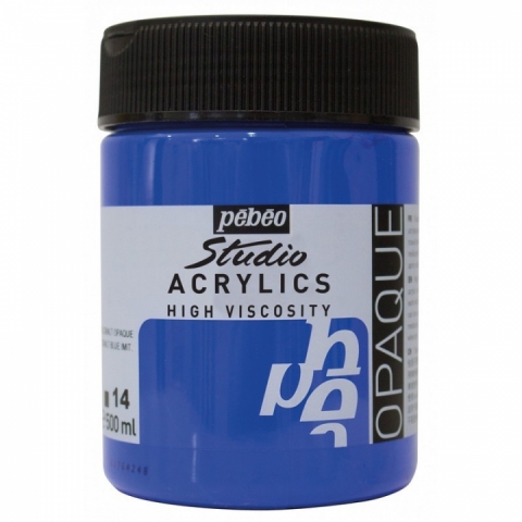 Culori acrilice Studio High Viscosity, Pebeo, 500ml, Opaque cobalt blue hue 14
