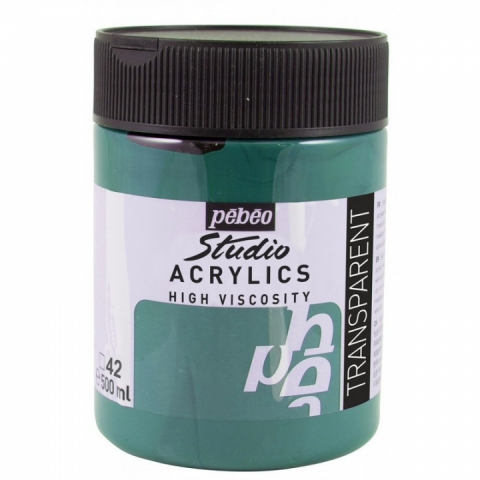Culori acrilice Studio High Viscosity, Pebeo, 500ml, Phtalocyanine green 42