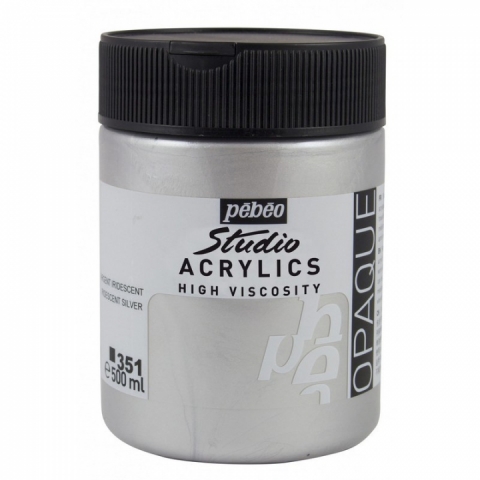 Culori acrilice Studio High Viscosity, Pebeo, 500ml, Silver 351