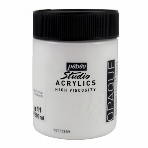 Culori acrilice Studio High Viscosity, Pebeo, 500ml, Titanium white 11