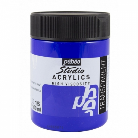 Culori acrilice Studio High Viscosity, Pebeo, 500ml, Ultramarine blue 15