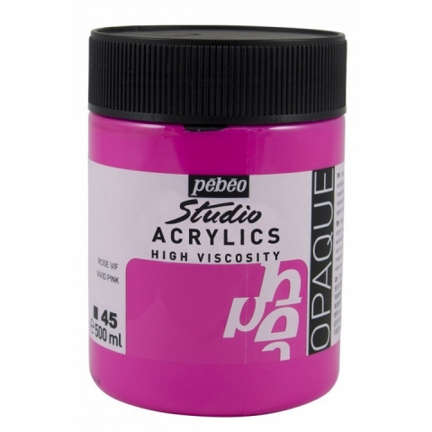 Culori acrilice Studio High Viscosity, Pebeo, 500ml, Vivid pink 45