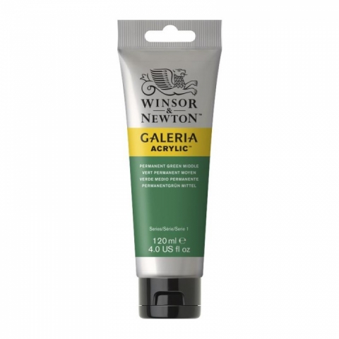 Culori acrilice premium Winsor Newton, Galeria, 120M 484 Permanent Green Middle