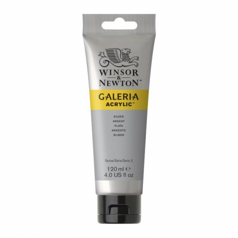Culori acrilice premium Winsor Newton, Galeria, 120M 617 Silver