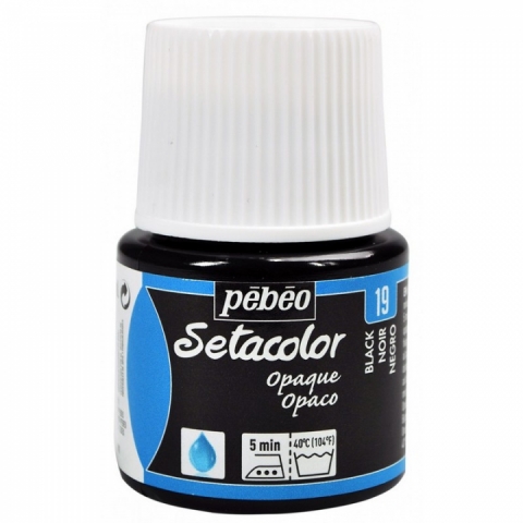 Culori pentru textile Setacolor Opaque Matt Pebeo, 45ml, Black 19