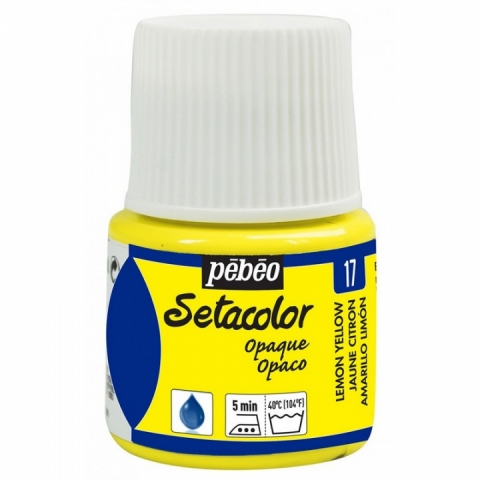 Culori pentru textile Setacolor Opaque Matt Pebeo, 45ml, Lemon yellow 17