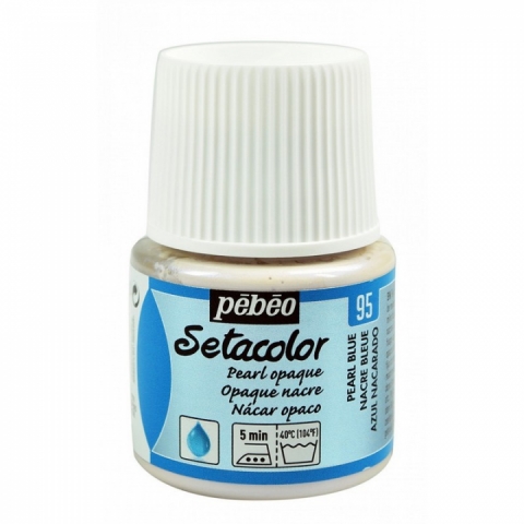 Culori pentru textile Setacolor Opaque Pearl Pebeo, 45ml, Blue pearl 95