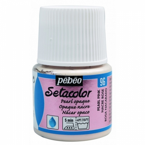 Culori pentru textile Setacolor Opaque Pearl Pebeo, 45ml, Pink pearl 96
