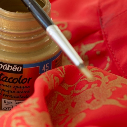 Culori pentru textile Setacolor Opaque Shimmer Pebeo, 45ml, Gold 45