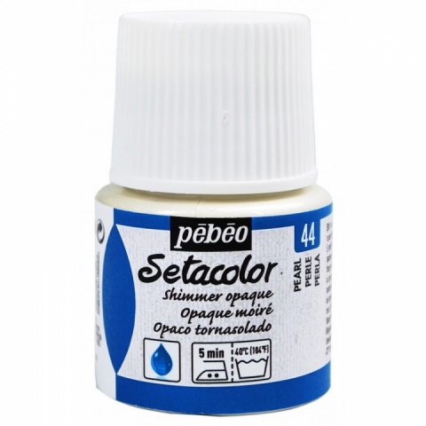 Culori pentru textile Setacolor Opaque Shimmer Pebeo, 45ml, Pearl 44