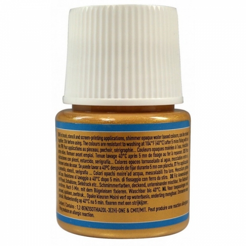 Culori pentru textile Setacolor Opaque Shimmer Pebeo, 45ml, Rich gold 62