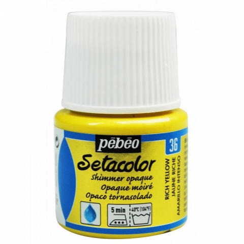 Culori pentru textile Setacolor Opaque Shimmer Pebeo, 45ml, Rich yellow 36