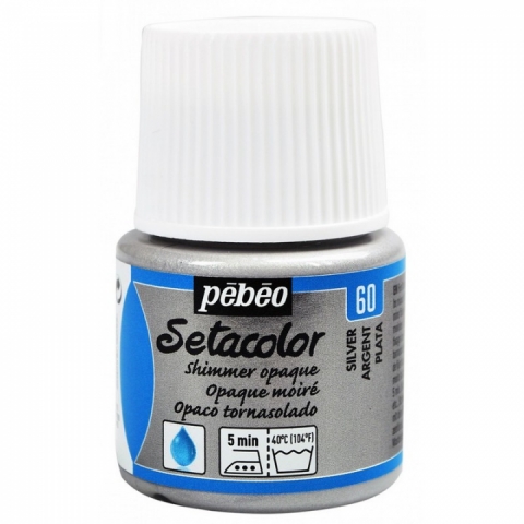 Culori pentru textile Setacolor Opaque Shimmer Pebeo, 45ml, Silver 60
