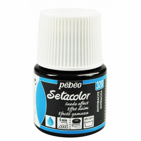Culori pentru textile Setacolor Opaque Suede Pebeo, 45ml, Anthracite 320