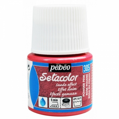 Culori pentru textile Setacolor Opaque Suede Pebeo, 45ml, Powder pink 305