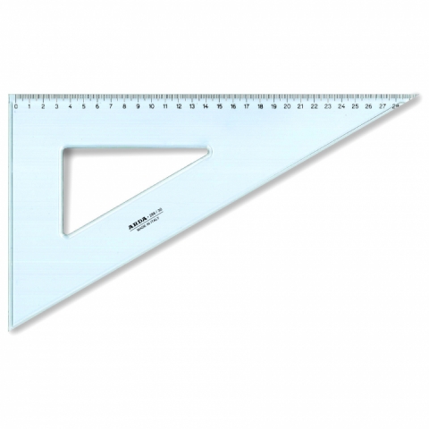 Echer plastic UNI 35 cm triunghi dreptunghic; unghi de 60 grade