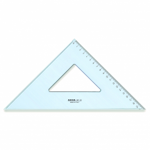 Echer plastic UNI 35 cm triunghi isoscel; unghi de 45 grade