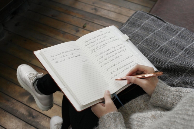 Jurnal cu coperta din piele cu copac, legat cu snur si pendant
