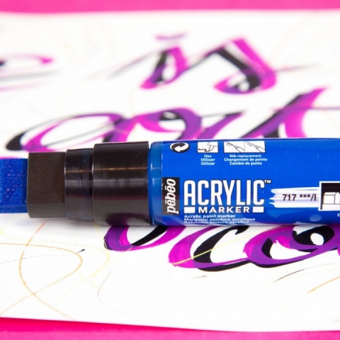 Marker Pebeo, Acrylic, 5-15mm multi-stroke, Cyan 17