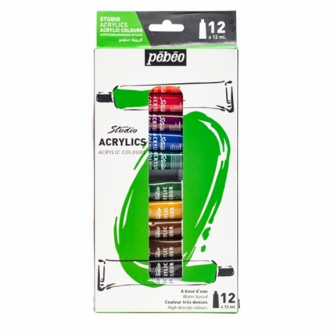 Set 12 culori acrilice x 12ml, Studio Pebeo