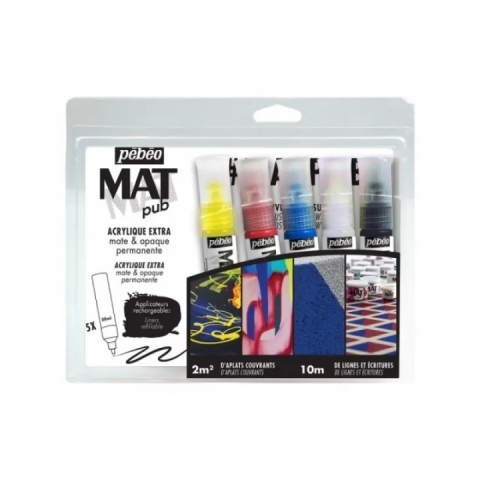Set 5 x 30 ml acrilice, Mat Pub, Pebeo
