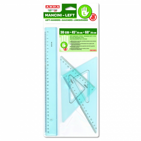 Trusa desen geometrie rigla 30 cm, 2 echere Arda 70420MAN